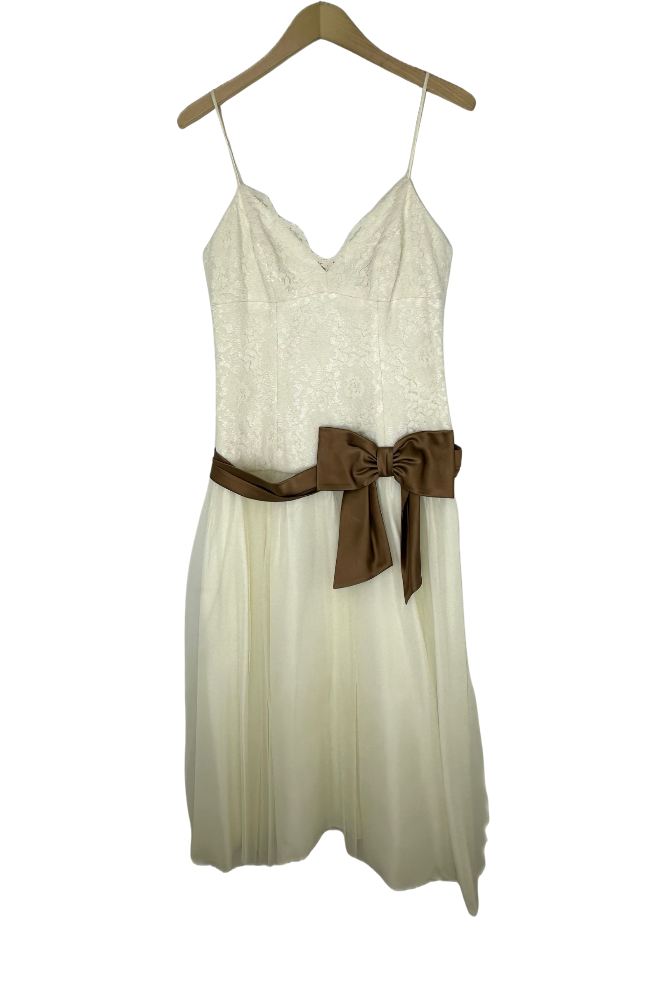 Pre-Owned ABS Evening by Allen Schwartz- White- Dress- Sz 8