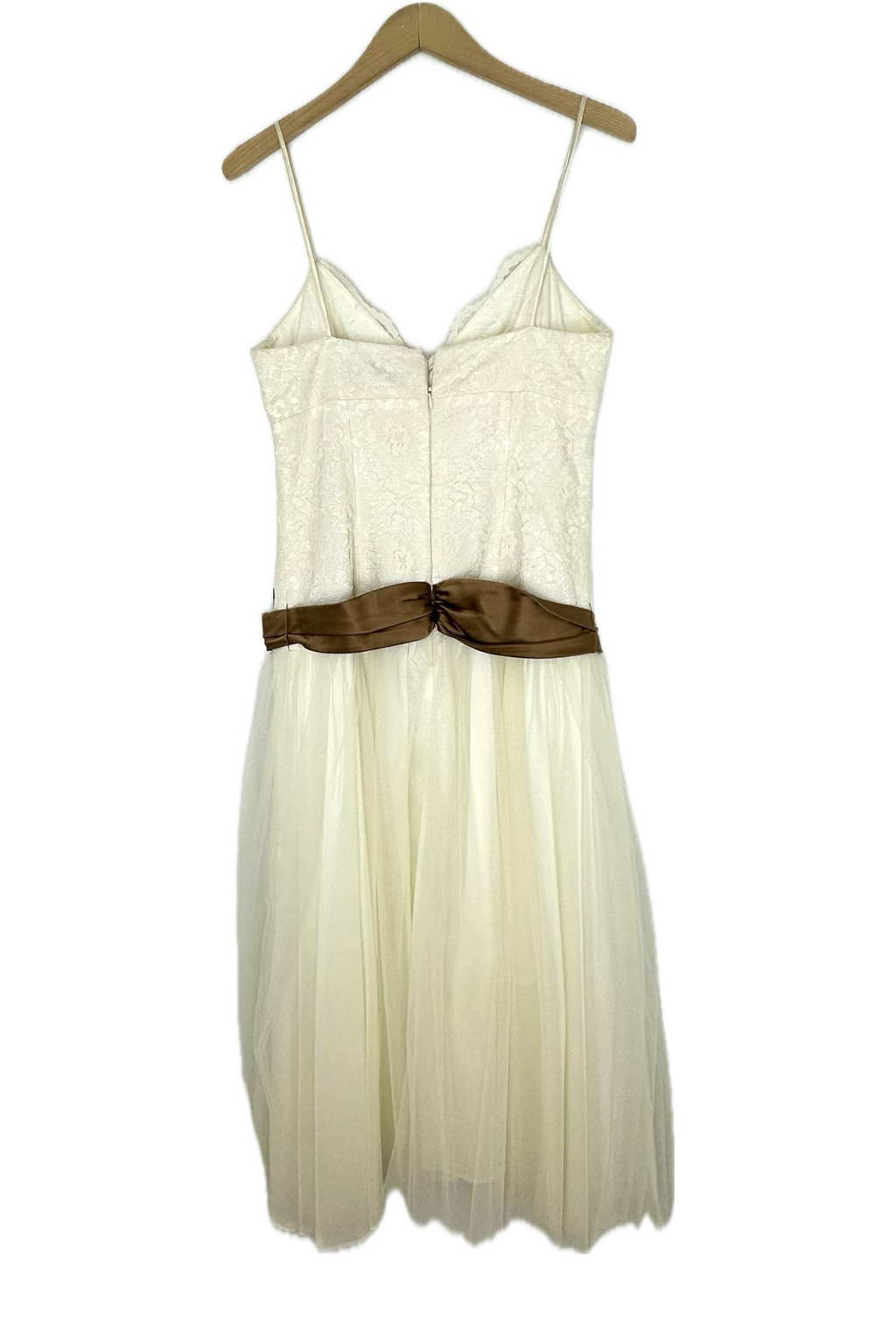 Pre-Owned ABS Evening by Allen Schwartz- White- Dress- Sz 8