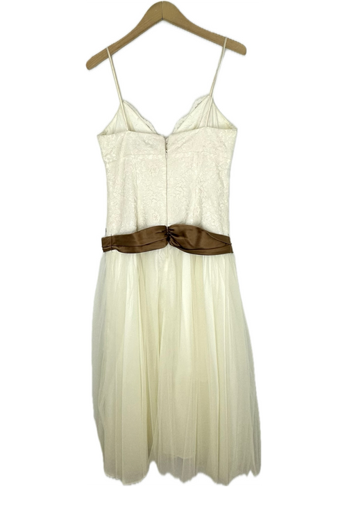 Pre-Owned ABS Evening by Allen Schwartz- White- Dress- Sz 8