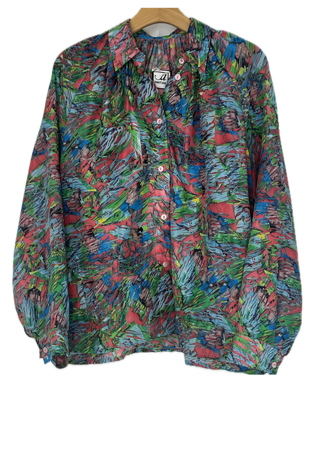 Pre-Owned Anntian-Pink and Blue Multi-Blouse- Sz S