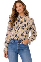 Pre-Owned Christy Lynn- Beige Multi- Blouse- Sz S