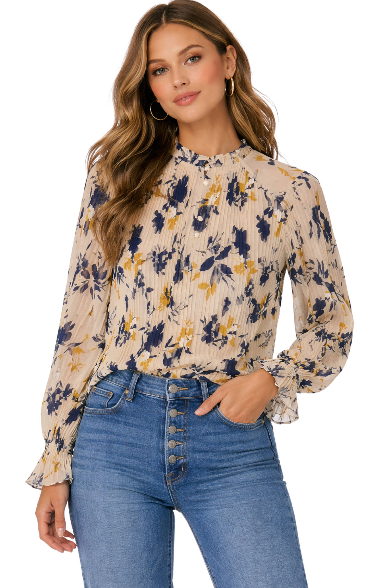 Pre-Owned Christy Lynn- Beige Multi- Blouse- Sz S