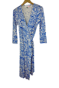 Pre-Owned Diane von Furstenberg- Blue/White- Dress- Sz 12