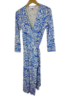 Pre-Owned Diane von Furstenberg- Blue/White- Dress- Sz 12