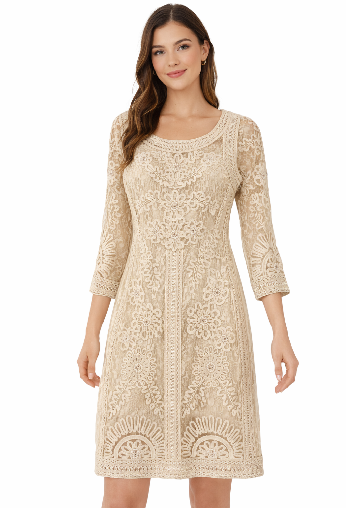 Pre-Owned Sue Wong Nocturne- Beige- Dress- Sz 12