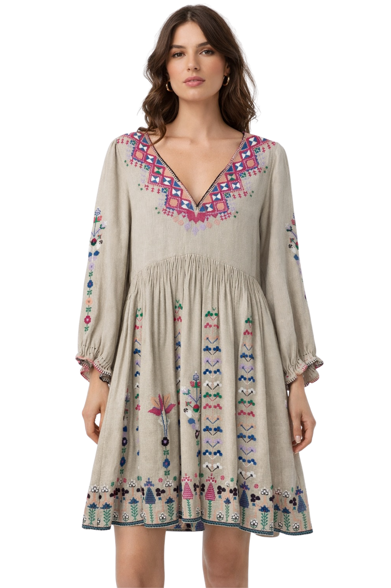 Pre-Owned Ulla Johnson- Beige and Multi- Dress- Sz M