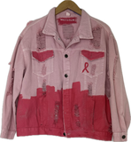 Wren + Glory- Pink- Distressed Denim Jacket- Sz S