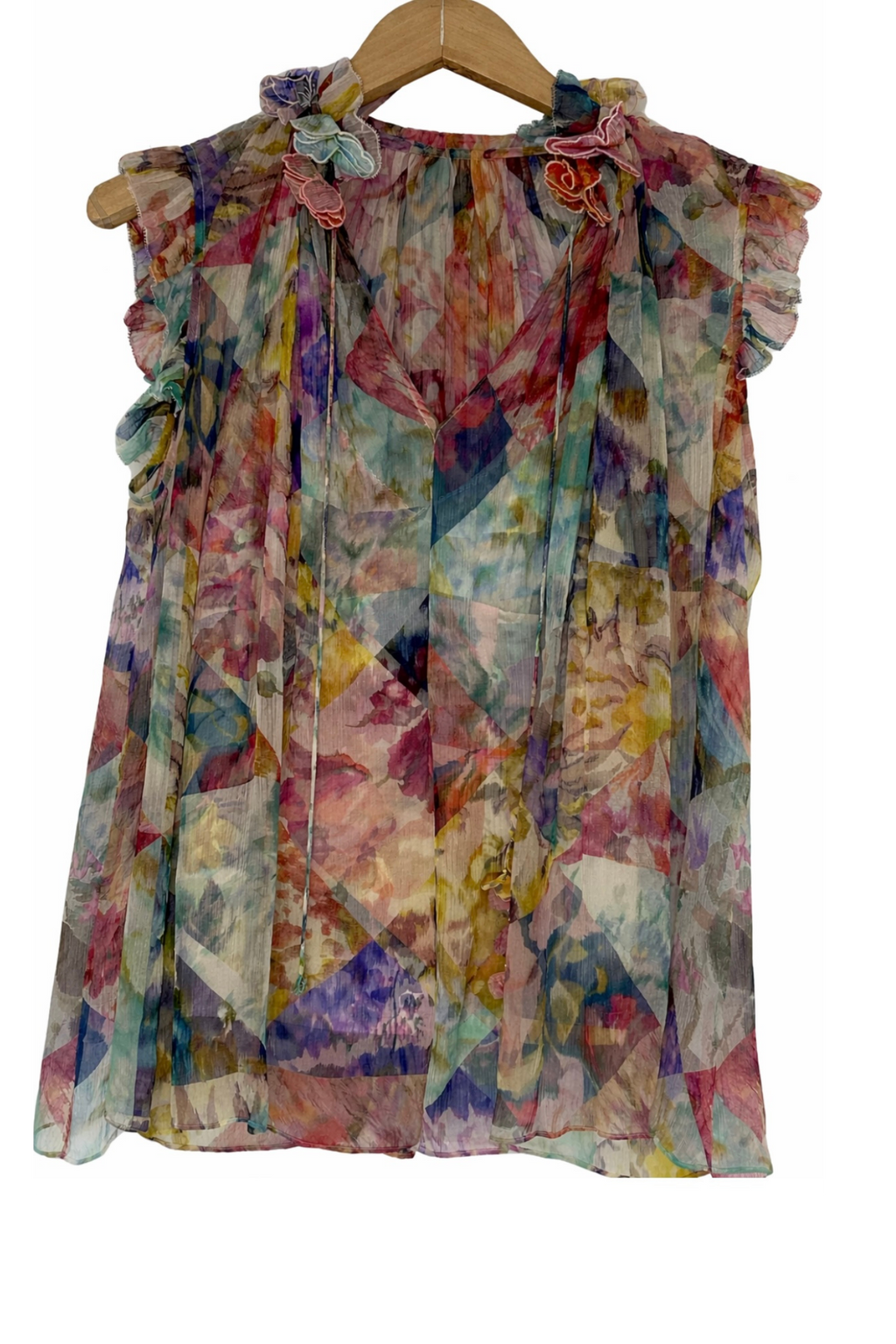 Pre-Owned Zimmerman- Multi Floral Print- Two Piece Blouse-Sz 2