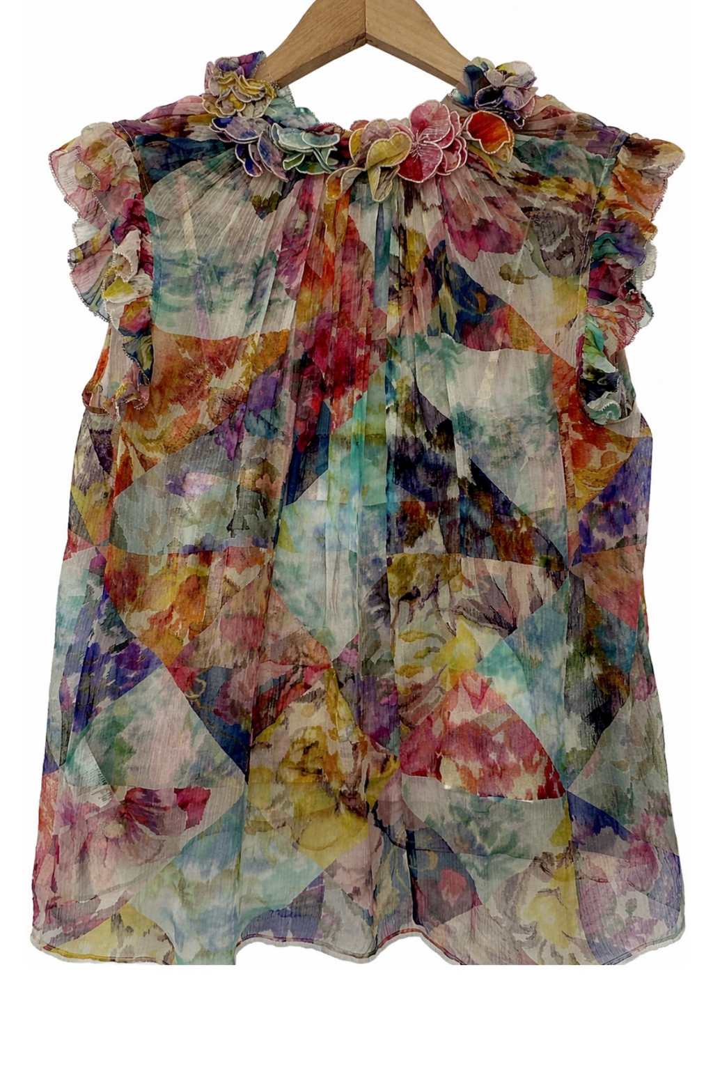 Pre-Owned Zimmerman- Multi Floral Print- Two Piece Blouse-Sz 2