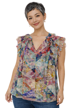 Pre-Owned Zimmerman- Multi Floral Print- Two Piece Blouse-Sz 2